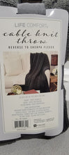 Load image into Gallery viewer, Life Comfort Cable Knit Sherpa Throw Dark Gray Cotton 50” X 60”
