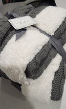 Load image into Gallery viewer, Life Comfort Cable Knit Sherpa Throw Dark Gray Cotton 50” X 60”