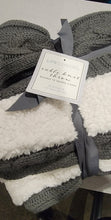 Load image into Gallery viewer, Life Comfort Cable Knit Sherpa Throw Dark Gray Cotton 50” X 60”