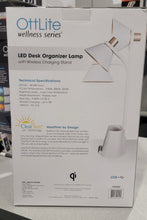 Load image into Gallery viewer, OttLite LED Desk Organizer Lamp with Wireless Charging Stand WHITE