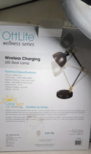 Load image into Gallery viewer, OttLite LED Table Lamp, Black - 3 Brightness levels, Adjustable Knobs, Wireless Charging, Touch Control, USB Port (5V, 2.1A)