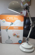 Load image into Gallery viewer, OttLite Parker LED Table Lamp, White – 3 Brightness Settings, Touch Control, Adjustable Knobs