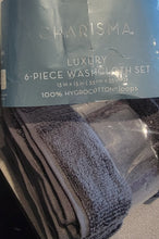 Load image into Gallery viewer, Charisma 6-Piece Luxury 100% HygroCotton Luxury Washcloth Set, Charcoal Gray