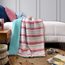 Load image into Gallery viewer, Life Comfort Kids Ultimate Sherpa Fleece Throw, Pink / Light Blue
