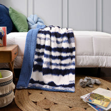 Load image into Gallery viewer, Life Comfort Kids Ultimate Sherpa Fleece Throw, Teal / Dark Blue