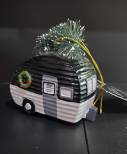 Load image into Gallery viewer, Christmas Ornament Black & White Trailer with Tree, Jacklyn Smith Collection