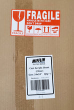 Load image into Gallery viewer, Cast Acrylic Plexiglass Sheet Clear, 1/8", 24" x 24", UV-Resistant, Transparent, Multipurpose, acrylic Sheet, Durable, Weatherproof