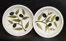 Load image into Gallery viewer, Harry & David Olive Pattern mini Hors d'oeuvre saucers, 2-Pk, 3.5" x 1"