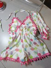 Load image into Gallery viewer, Toddler Pink Pineapple halter top Romper Outfit with Belt, (Size: 100), Approx 2T-3T