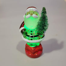 Load image into Gallery viewer, Lighted LED Santa with Tree Mini Shimmer Glitter 3" x 2" Durable Acrylic Snow Globe
