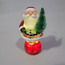 Load image into Gallery viewer, Lighted LED Santa with Tree Mini Shimmer Glitter 3" x 2" Durable Acrylic Snow Globe