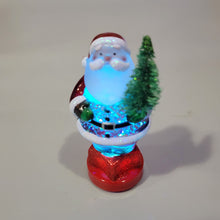 Load image into Gallery viewer, Lighted LED Santa with Tree Mini Shimmer Glitter 3" x 2" Durable Acrylic Snow Globe