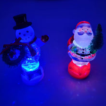 Load image into Gallery viewer, Lighted LED Santa with Tree Mini Shimmer Glitter 3" x 2" Durable Acrylic Snow Globe