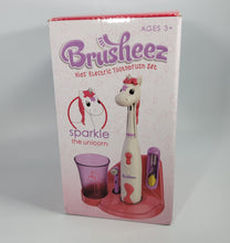 Load image into Gallery viewer, Brusheez Kid's Electric Toothbrush Set - Ages 3+ (Sparkle The Unicorn) Battery Operated with storage Base.