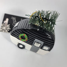 Load image into Gallery viewer, Christmas Ornament Black & White Trailer with Tree, Jacklyn Smith Collection