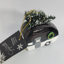 Load image into Gallery viewer, Christmas Ornament Black & White Trailer with Tree, Jacklyn Smith Collection