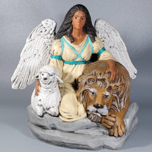 Load image into Gallery viewer, Native America Girl Angel W/ Lion & Lamb, hand painted Collectable figurines #2
