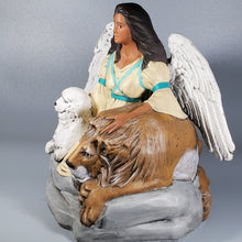 Load image into Gallery viewer, Native America Girl Angel W/ Lion & Lamb, hand painted Collectable figurines #2
