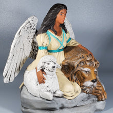 Load image into Gallery viewer, Native America Girl Angel W/ Lion & Lamb, hand painted Collectable figurines #2