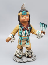 Load image into Gallery viewer, Native America Little Boy Dancer, Missing Tail Feathers, Hand Painted Collectable figurine #20