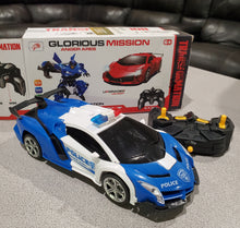 Load image into Gallery viewer, Police RC Car Robot for Kids, Remote Control Transforming Robot Car Toy, One Key Deformation Robot Car, -READ