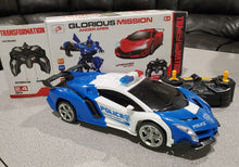 Load image into Gallery viewer, Police RC Car Robot for Kids, Remote Control Transforming Robot Car Toy, One Key Deformation Robot Car, -READ