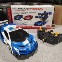 Load image into Gallery viewer, Police RC Car Robot for Kids, Remote Control Transforming Robot Car Toy, One Key Deformation Robot Car, -READ