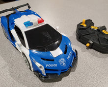 Load image into Gallery viewer, Police RC Car Robot for Kids, Remote Control Transforming Robot Car Toy, One Key Deformation Robot Car, -READ