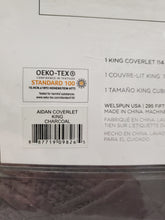 Load image into Gallery viewer, AIDAN Coverlet Embroidered 100% Cotton Shell / 100% Polyester Fill - Size King, Charcoal