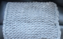 Load image into Gallery viewer, Chunky Cable Knit Throw Blanket Handwoven Fluffy & Cozy, Light Gray, Small