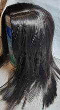 Load image into Gallery viewer, Black Straight Bob Wig, Heat Resistant Synthetic 12 Inch Middle Part Cosplay Halloween