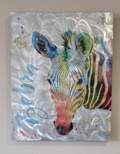 Load image into Gallery viewer, Picture, Wall Art, Framed Metal, Watercolor, Zebra (23.75"x19"x1.5")