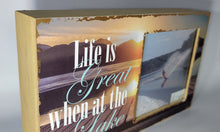 Load image into Gallery viewer, Wood Vertical Photo Box Frame - Life's Great at The Lake - Photo Box fits 5" x 5" Photo