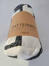 Load image into Gallery viewer, Duvet Cover Set, Black & White Geometric, Reversible 2-PC, Twin/Twin XL