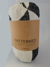 Load image into Gallery viewer, Duvet Cover Set, Black & White Geometric, Reversible 3-PC, Full/Queen