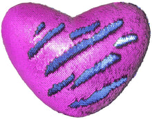 Load image into Gallery viewer, Play Tailor Mermaid Throw Pillow with Insert Reversible Sequins Pillow Heart Shape Decorative Cushion(13" x 15",Blue+Purple)