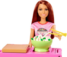 Load image into Gallery viewer, Barbie Noodle Bar Playset with Brunette Doll, Workstation and Accessories, Age 4 yrs+