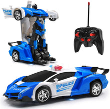 Load image into Gallery viewer, Police RC Car Robot for Kids, Remote Control Transforming Robot Car Toy, One Key Deformation Robot Car, -READ