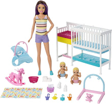 Load image into Gallery viewer, Barbie Nap 'N' Nurture Nursery Playset with Skipper Babysitter Doll, & Extras