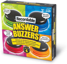 Load image into Gallery viewer, Learning Resources Recordable Answer Buzzers, Personalized Sound Buzzers, Talking Button, Set of 4, Ages 3+