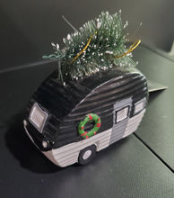 Load image into Gallery viewer, Christmas Ornament Black & White Trailer with Tree, Jacklyn Smith Collection