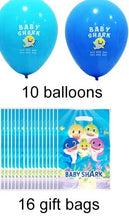 Load image into Gallery viewer, Shark Party Supplies Set & Tableware kit - Perfect for Birthday Party Decorations - Includes Plates, Napkins, Cups, Straws, Cutlery - READ