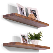 Load image into Gallery viewer, Buckskin Stained Maple Craftsman Floating Shelves (Set of 2) Made in the USA