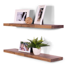 Load image into Gallery viewer, Buckskin Stained Maple Craftsman Floating Shelves (Set of 2) Made in the USA