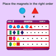 Load image into Gallery viewer, JQP Educational worksheets, 20 Double Sided Task Slides. Magnetic Shapes and Colors (120 Pieces) Creative Learning Program.