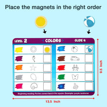 Load image into Gallery viewer, JQP Educational worksheets, 20 Double Sided Task Slides. Magnetic Shapes and Colors (120 Pieces) Creative Learning Program.