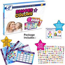 Load image into Gallery viewer, JQP Educational worksheets, 20 Double Sided Task Slides. Magnetic Shapes and Colors (120 Pieces) Creative Learning Program.