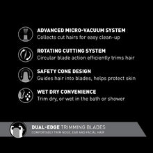 Load image into Gallery viewer, Panasonic Nose Hair Trimmer and Ear Hair Trimmer ER430K, Vacuum Cleaning System , Men's, Wet/Dry, Battery-Operated