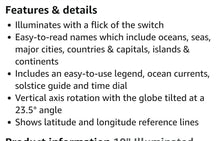 Load image into Gallery viewer, World Earth Globe 10" Inch (25cm) Illuminated Premium Antique Desktop - Home Decor