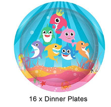 Load image into Gallery viewer, Shark Party Supplies Set & Tableware kit - Perfect for Birthday Party Decorations - Includes Plates, Napkins, Cups, Straws, Cutlery - READ